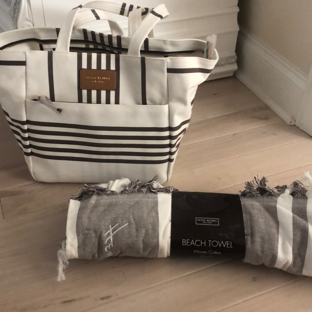 Henri Bendel beach bag with a towel